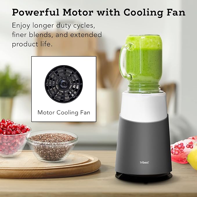 Tribest PB-430GY-A Personal Blender II Mason Jar Ready Personal Blender with Mason Jar Mug Gray
