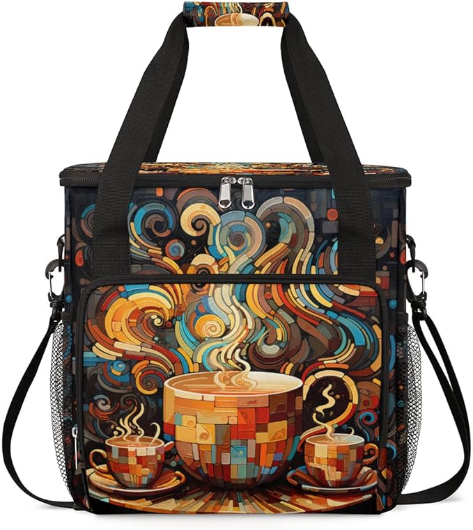 cfpolar Coffee Maker Storage Bag Waterproof Travel Carrying Storage Tote Bag Organizer Case Compatible with K-Mini or K-Mini Plus And Suitable for Other Accessories With Pockets for K-Cup Pods
