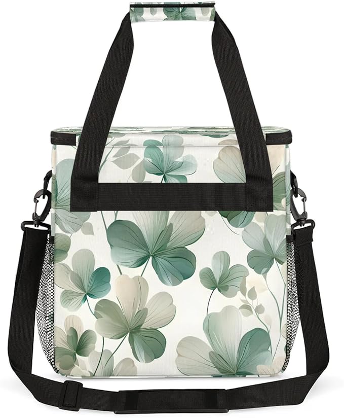 Fresh Leaves Print Coffee Maker Carrying Bag Compatible with K-Mini or K-Mini Plus Portable Single Cup Coffee Maker Case with Pockets for K Cup Pods
