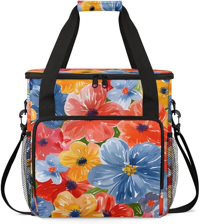 Fragrant Flower Coffee Maker Carrying Bag Portable Travel Storage Tote Bag Compatible with K-Mini or K-Mini Plus Single Serve Coffee Brewer Carrying Case with Multiple Pockets &amp Shoulder Strap