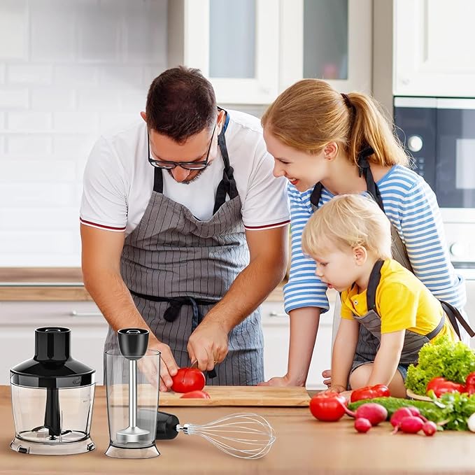 KOIOS Upgraded Immersion Blender Handheld 1000W 12-Speed 5 in 1 Hand Mixer Stick Blender with 304 Stainless Steel BladeFood ProcessorBeakerEgg Whisk&ampMilk FrotherNon-BPASmoothies Purée Baby F