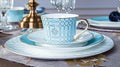 European Style Dinnerware Set Service for 4 Bone China Dinnerware Sets Unbreakable Porcelain Dinner Sets Coffee Cup and Saucer Tableware Set Steak Dinner Plates Dish Set blue