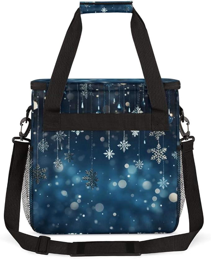 Snowflake Coffee Maker Carrying Bag Christmas Bell Travel Storage Bag Compatible with K-Mini or K-Mini Plus Single Serve Coffee Brewer Carrying Case with Multiple Pockets &amp Shoulder Strap