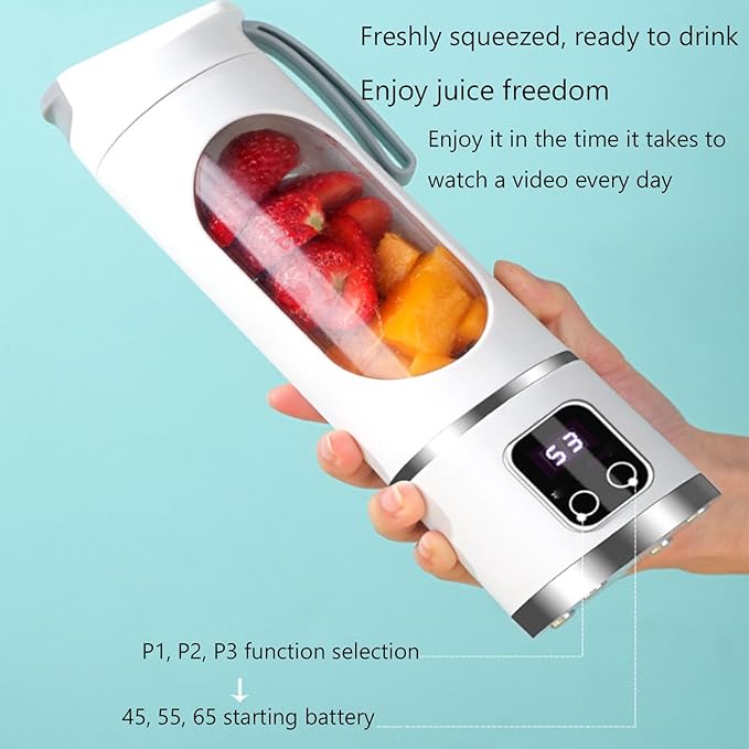 Digital Multimode Juicer Blender - Smart Led Display 3 Speed12-Blade Fresh Juice Bottle 450ml Portable Digital Display Juicer Diet-Friendly Leak Proof Design For Smoothies Liquid Diet (Purple)