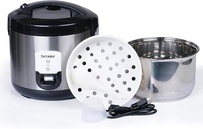 Tayama 20-Cup Stainless Steel Automatic Rice Cooker &amp Food Steamer Black