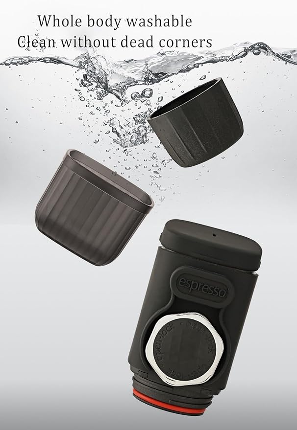 Portable Hand press Coffee Maker with with Capsule Compartment and Coffee Powder Bowl &amp Travel Mug - Compact Espresso Machine for Home Travel Manual Coffee Brewing