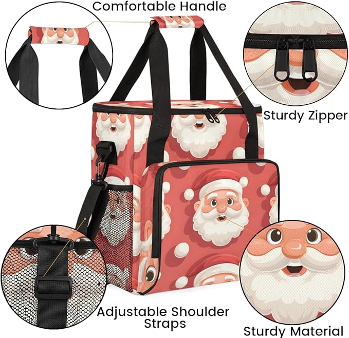 Cute Santa Claus Coffee Maker Carrying Bag Fantastic Santa Claus Travel Storage Bag Compatible with K-Mini or K-Mini Plus Single Serve Coffee Brewer Carrying Case with Pockets &amp Shoulder Strap