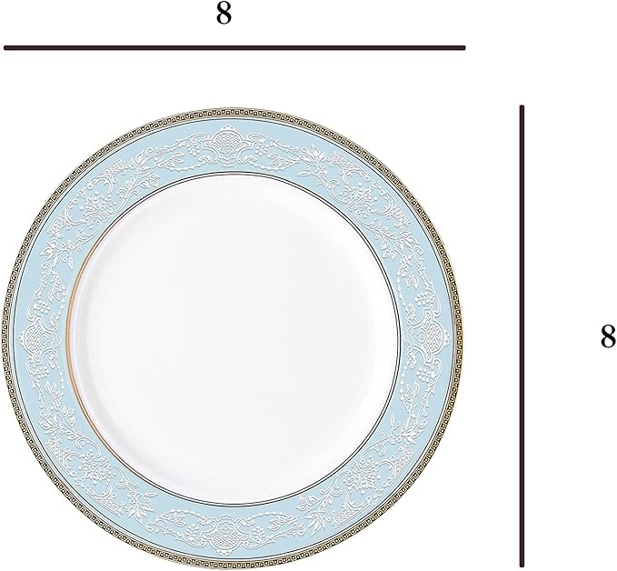 Fine Bone China Salad Plates Set 4 Pcs Classic Relief Pattern Gilt Edged High Grade 8 Dessert Plate Appetizer Dish Sets For 4 People