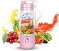 Portable Blender Personal Size Blender for Shakes and Smoothies 4000mAh Rechargeable Mini Travel Blender with 3D Six Blades 13.5Oz Fruit Mixer Cup for Home Sports Outdoor (Pink)