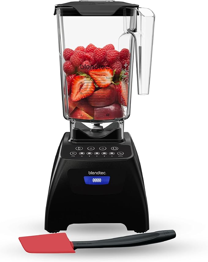 Blendtec Classic 575 Blender - WildSide+ Jar and Spoonula Spatula BUNDLE - Professional-Grade Power - Self-Cleaning - 4 Pre-programmed Cycles - 5-Speeds - Black