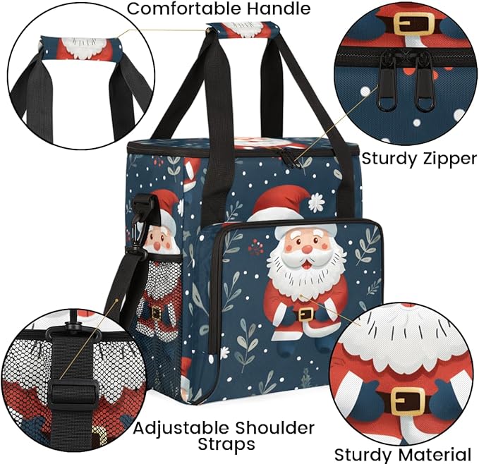 Mystical Santa Claus Coffee Maker Carrying Bag Glitter Santa Claus Travel Storage Bag Compatible with K-Mini or K-Mini Plus Single Serve Coffee Brewer Carrying Case with Pockets &amp Shoulder Strap