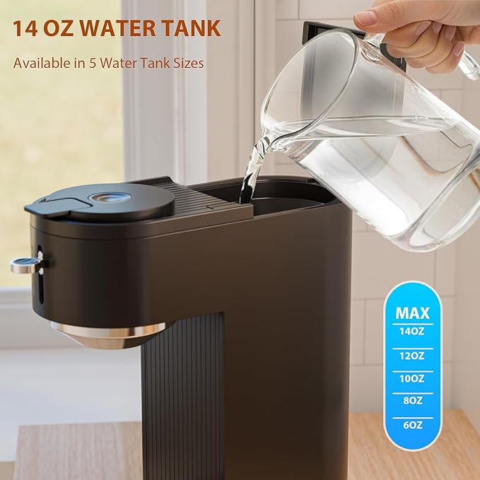 WAA 2-in-1 Single Serve Coffee Maker for Both Capsule &amp Ground Adjustable Funnel 6-14oz Brew One-Touch Switch Safe &amp Easy Clean Perfect for Home/Office.