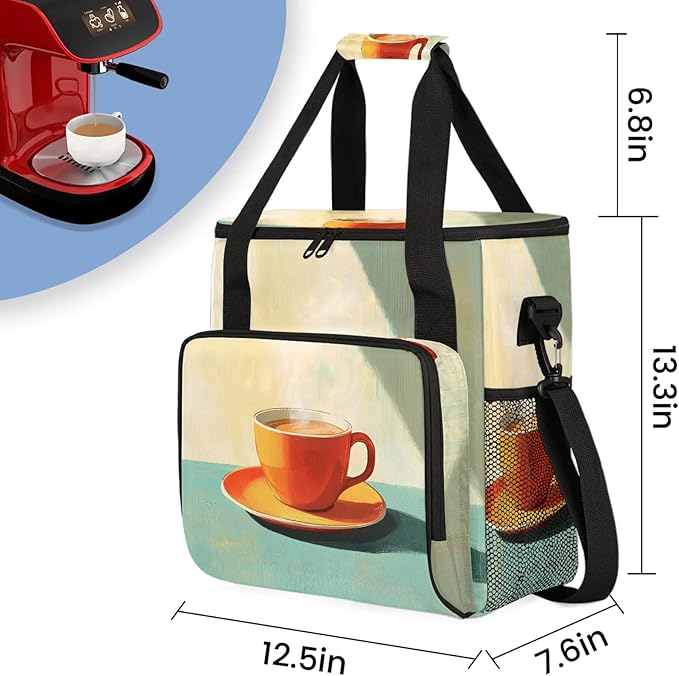 Coffee Maker Travel Bag Compatible with Keurig K-Mini or K-Mini Plus Single Serve Coffee Brewer Carrying Case with Multiple Pockets for K-Cup Pods Storage Bag With Shoulder Strap(Bag Only)
