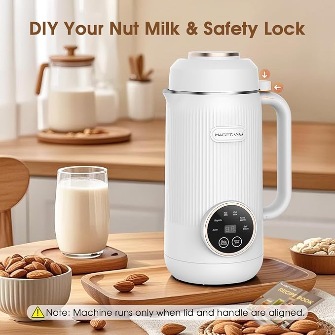 7 in 1 Nut Milk Maker Machine 28oz Automatic Milk Maker for Homemade Coconut Oat Soy Plant-Based Milk Juice with 18H Delay Start/6H Keep Warm/Self Cleaning (Cream)