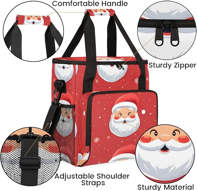 Cute Santa Claus Coffee Maker Carrying Bag Mystical Santa Claus Travel Storage Bag Compatible with K-Mini or K-Mini Plus Single Serve Coffee Brewer Carrying Case with Pockets &amp Shoulder Strap
