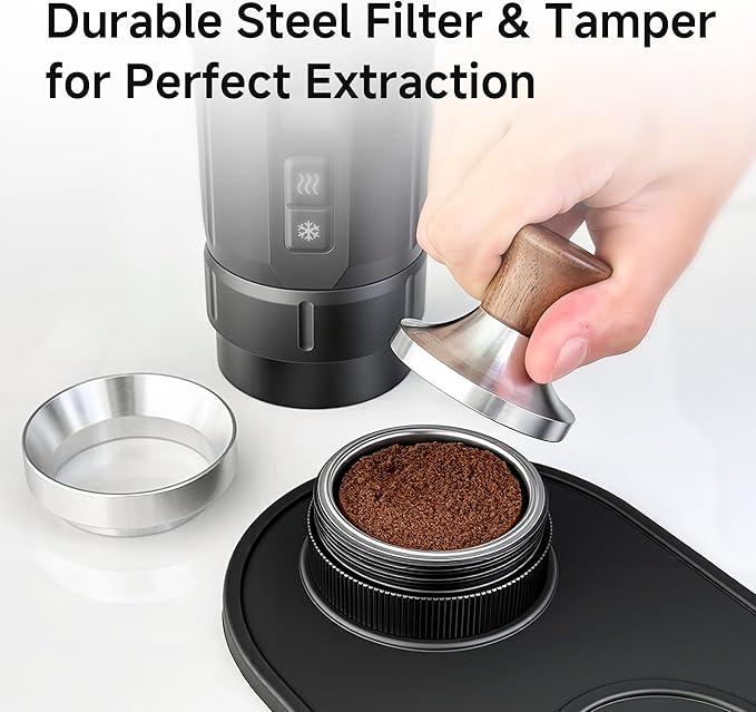 HIBREW H4C Ultra - Portable Electric Espresso Maker 51mm Bottomless Professional Coffee Maker USB-C Rechargeable for Ground Coffee Compact for Home and Travel with Foldable Holder &amp Carrying C