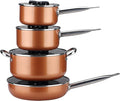 Stackable Stainless Steel Nonstick Cookware Set Pots W/ Lids (8 Piece) Brown 10-4408