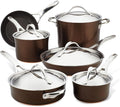 Anolon 83852 Nouvelle Copper Hard Anodized Nonstick Cookware Set / Pots and Pans Set - 11 Piece Brown