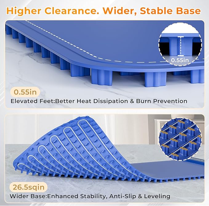 Warming Mat for Food Extra Large 32x15 Electric Silicone Food Warmer Trays for Chafing Dishes &amp BuffetPortable Countertop Food Warmers for Parties 7-Level Temp 8-Hour Timer Blue