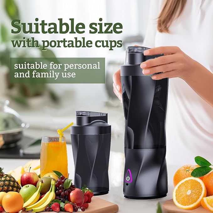 Personal Blender360 Watt Portable Blender for SmoothiesMilkshakes and Baby food6000mAh USB RechargeableBPA Free 24 oz Portable Juicer with 6 Blades and LidSuitable for Outdoor SportsTravel