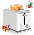 YSSOA Stainless Steel Toaster 2 Slice with Extra Wide Slot &amp Removable Crumb Tray 6 Shade Settings and Bagel/Defrost/Cancel Functions Compact Oven for Various Bread &amp Waffle White New