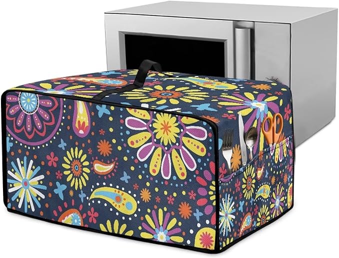 Floral Petal Toaster Oven Cover with Storage Pockets Multipurpose Microwave Air Fryer Kichen Appliances Protective Covers Essential for Everyday Home Kitchens