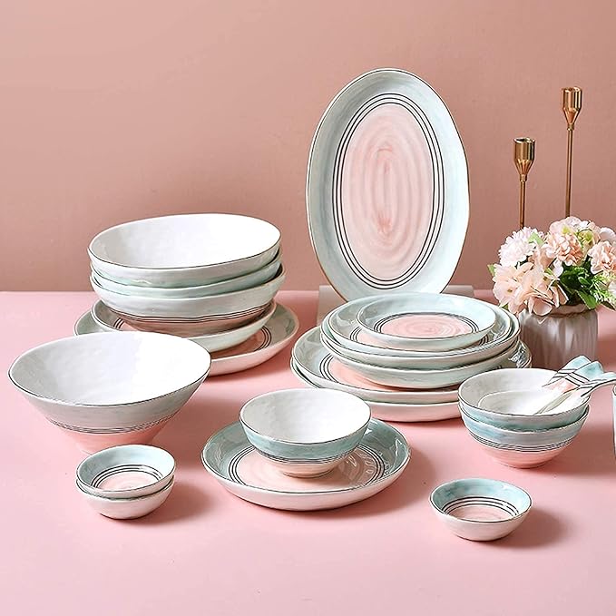 High-End Dinner SetCeramics Dinner Sets 43 Pieces Nordic Style Light Luxury Porcelain Dinnerware Set | Phnom Penh Cereal Bowl and Steak Plate for Wedding Housewar