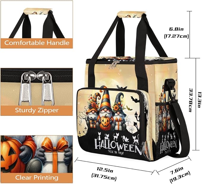 Halloween Goblin Pumpkin Gifts Coffee Maker Carring Bag Travel Carrying Storage Tote Bag Compatible with Keurig K-Mini or K-Mini Plus Portable Single Serve Coffee Brewer Case with Pockets