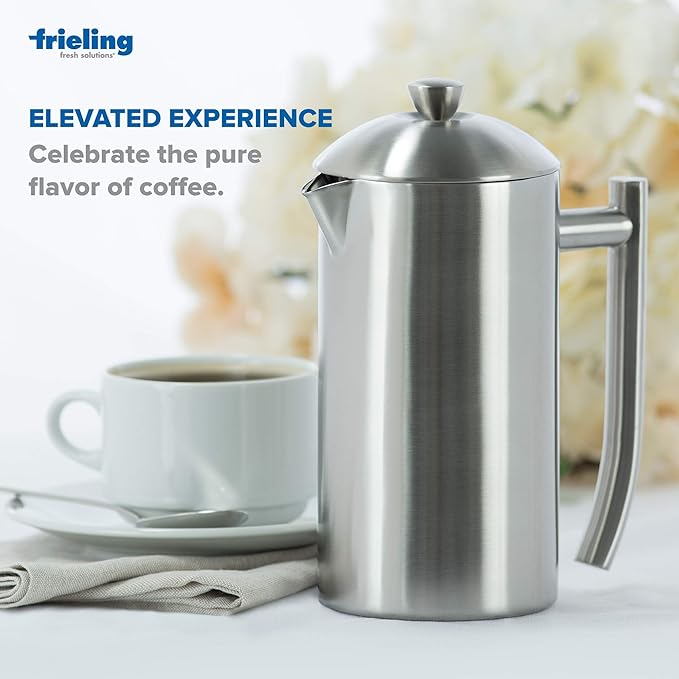 Frieling USA Double-Walled Stainless-Steel French Press Coffee Maker in Frustration Free Packaging Brushed 36 Ounces