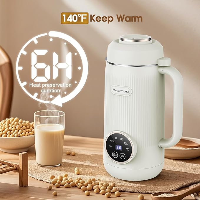 7 in 1 Nut Milk Maker Machine 28oz Automatic Milk Maker for Homemade Coconut Oat Soy Plant-Based Milk Juice with 18H Delay Start/6H Keep Warm/Self Cleaning (White)
