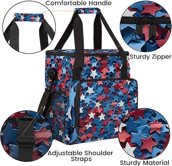 Independence Coffee Maker Carrying Bag 4th of July Travel Storage Bag Compatible with K-Mini or K-Mini Plus Single Serve Coffee Brewer Carrying Case with Multiple Pockets &amp Shoulder Strap