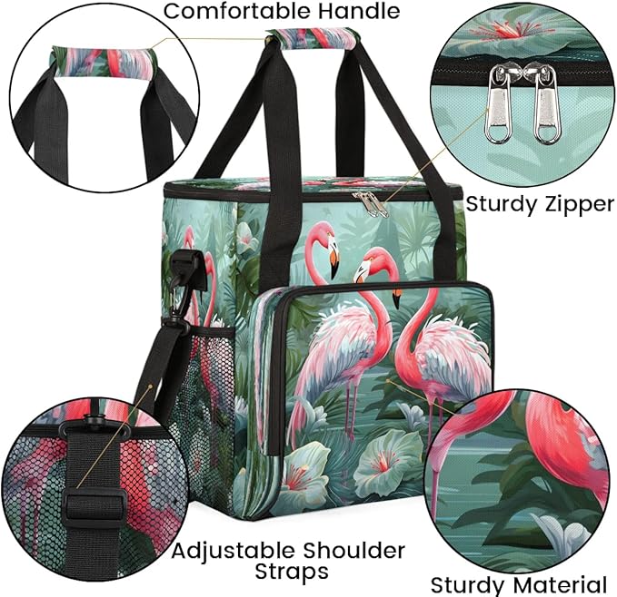 Flamingos Leaves Flowers Coffee Maker Carrying Bag for Keurig K-Mini or K-Mini Plus Storage Portable Coffee Maker Travel Bag