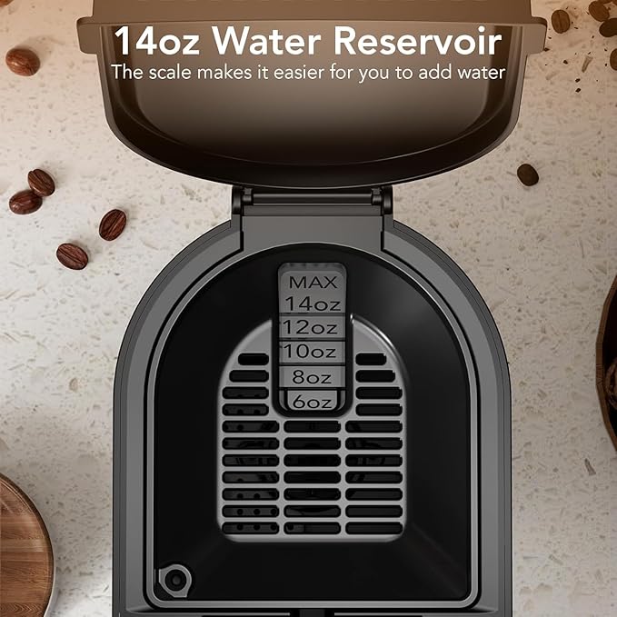 COWSAR Single Serve Coffee Maker 2 in 1 Coffee Brewer for K-CUP Pod &amp Ground Coffee 6-14 Oz Adjustable Brew Sizes 14Oz Water Reservoir Self-cleaning Compact Coffee Machine for Home Office Trav