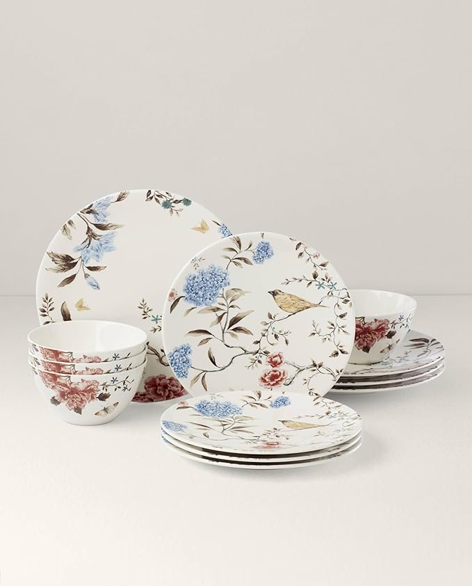 Lenox Sprig &amp Vine 12-Piece Dinnerware Set 17.30 LB White