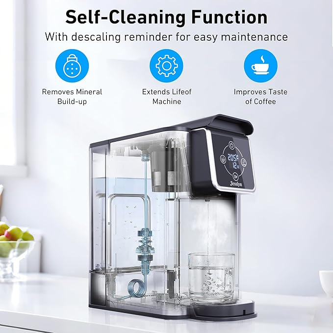 Jesslyn Single Serve Coffee Maker with Bold Setting 52oz Removable Water Tank Compatible with Coffee Pods &amp Grounds 6-14oz Adjustable Brew Sizes Includes Reusable Filter (Black)