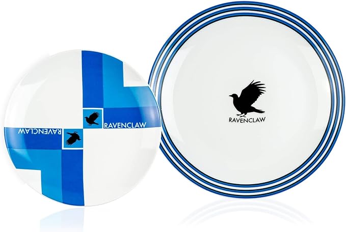 Harry Potter Hogwarts House Porcelain 16 piece Dinnerware Set - Includes 4 Dinner Plates 4 Salad Plates 4 Bowls and 4 Mugs - Gryffindor Hufflepuff Ravenclaw and Slytherin