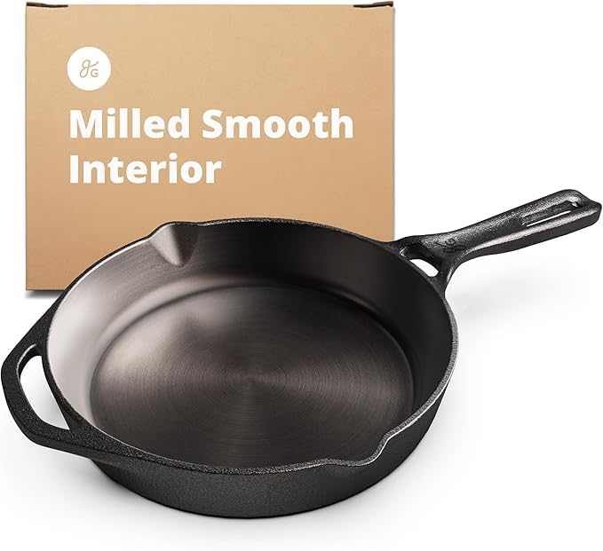 Greater Goods Thanksgiving Bundle: 10 Piece Nonstick Cookware Set 10” Cast Iron Skillet and Silicone Handle (Moss Green)