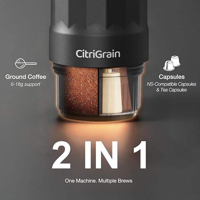 Portable Espresso Machine Self-Heating Travel Espresso Maker with USB-C Charging Compatible with Ground Coffee &amp NS Capsules All-in-One Travel Kit with Carrying Bag &amp Stand