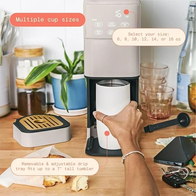 Programmable Single Serve Coffee Maker with Integrated Burr Grinder Touch Controls Fresh Custom Brew Compact Design Easy to Use