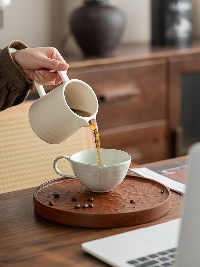 Pour Over Coffee Maker SetCeramic Coffee Maker With 40 pcs Paper Filter15oz/450ml Pour Over Coffee Dripper (White)
