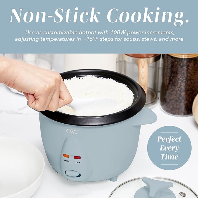 COOK WITH COLOR 6 Cup Rice Cooker 300W - Effortless Cooking and Perfectly Cooks 3 Cups of Raw Rice for 6 Cups of Cooked Rice Blue