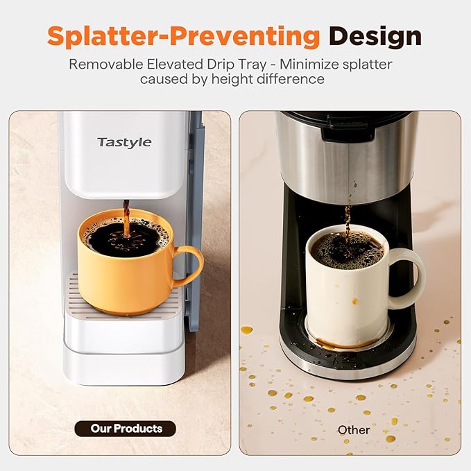 Hot &amp Iced Coffee Maker with Magnetic K-Pod Organizer (Pods Not Included) Stores 10 Pods 4-5 Cups Coffee Maker &amp Single-serve Brewer for K Cup &amp Grounds 40oz Removable Water Tank White