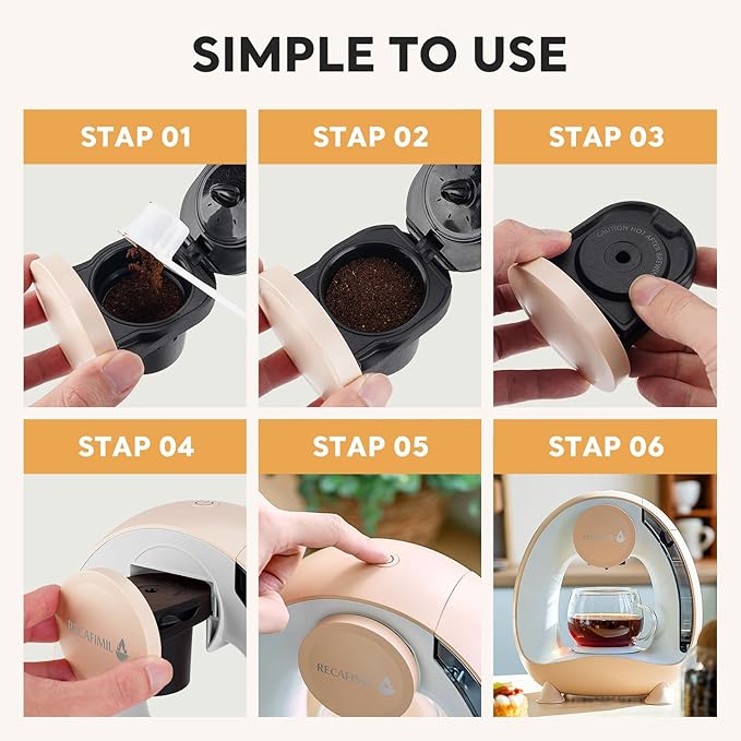 Single Serve Coffee Maker For K Cup Pod and Coffee Grounds /Tea Fast Brew in 2 minutes 2 IN 1 One Button Coffee Machine 4-8 Oz Brew Sizes Stylish＆Compact For Home Office RV and Dorm Champagne