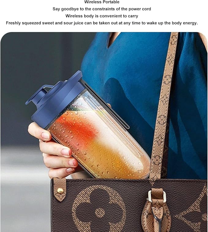300ml Portable Blender Cordless 6 Blades Maker for Shakes Six Blades USB Charging with Bottle and Lid