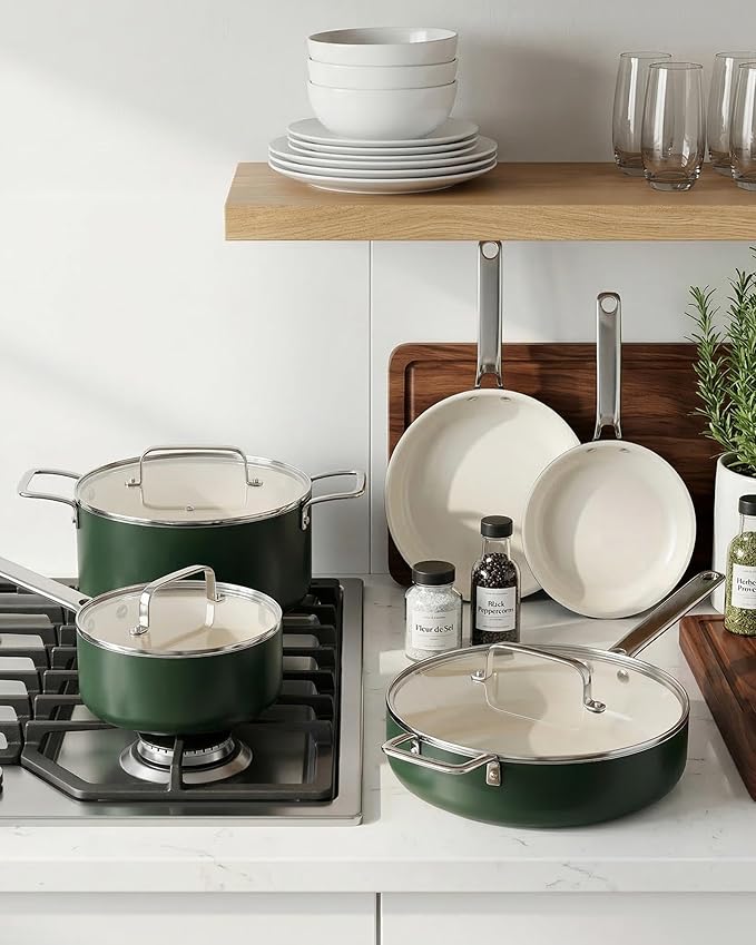 Pots and Pans Set - Nonstick Creamic Kitchen Cookware Sets Non Toxic Cookware Set With Dutch Oven Frying Pan Saucepan Sauté Pan Cooking Utensils Set Pots and Pans for Cooking Set Gifts