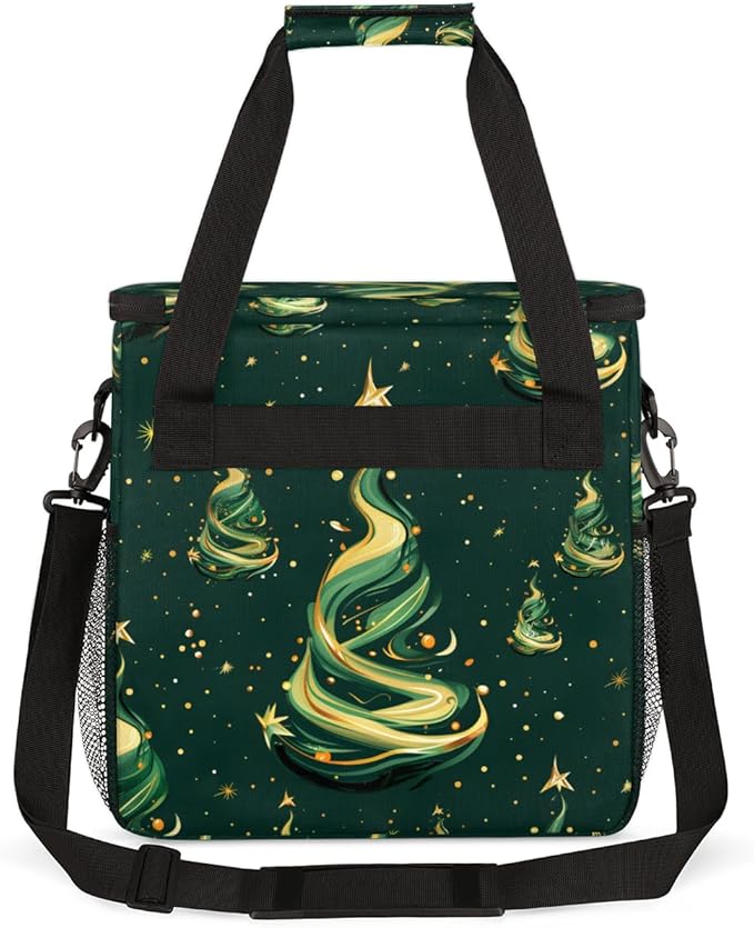 Christmas Festivals Coffee Maker Carrying Bag Glitter Tree Travel Storage Bag Compatible with K-Mini or K-Mini Plus Single Serve Coffee Brewer Carrying Case with Multiple Pockets &amp Shoulder Stra