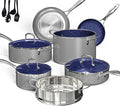 Deluxe DUXANO 14PC Healthy Pots and Pan With 9H Anti-scratch Coating 2-Layer Non-Stick Ceramic&ampPFAS Free Sensitively&ampEvenly Induction Cooking Enhanced Flavor with Infrared Cookware Dishwas