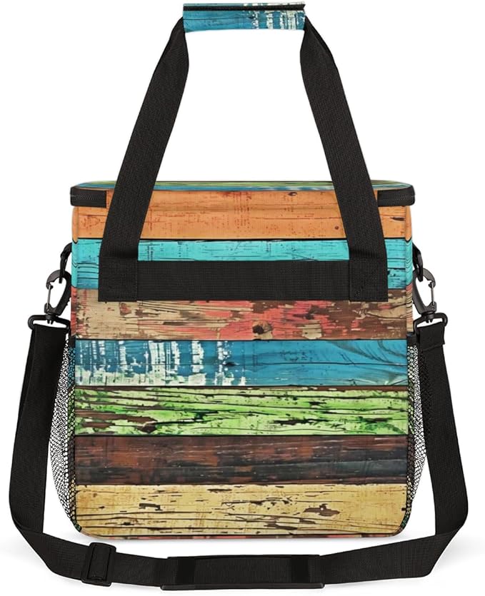 Retro Rustic Wooden Texture Coffee Maker Carrying Bag Travel Storage Bag Compatible with K-Mini or K-Mini Plus Single Serve Coffee Brewer Carrying Case with Multiple Pockets &amp Shoulder Strap