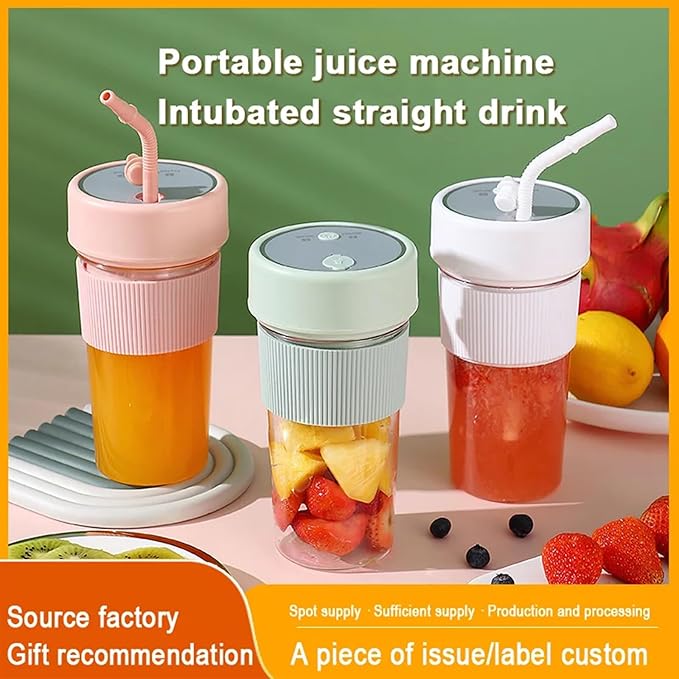Small Portable Blender With Straw Electric Juicer Fruit Mixers Rechargeable Blender Small Juicer For Indoor Outdoor Portable Mixer