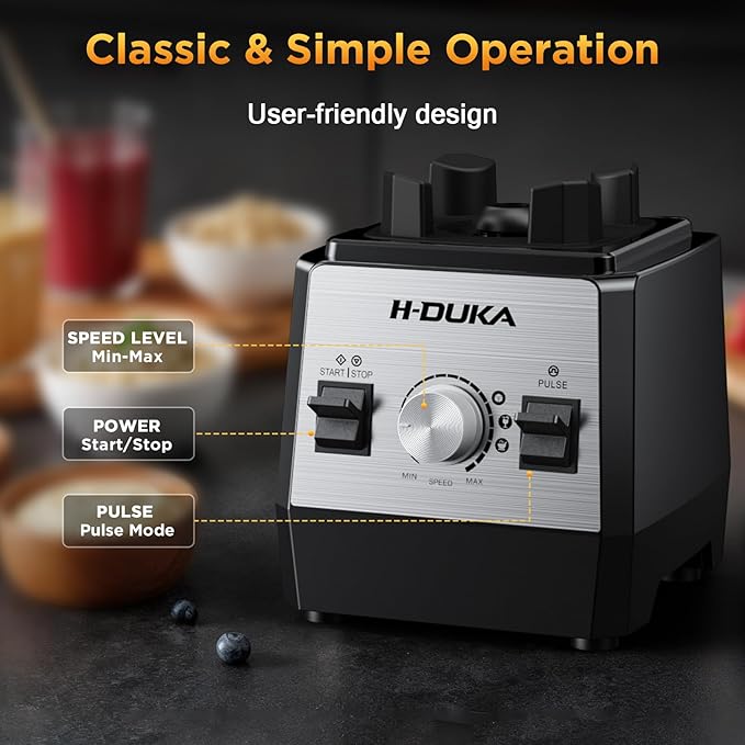 Blender Countertop Blenders for Kitchen with 64oz Pitcher Powerful 25000 PRM Blender for Smoothies Ice Crushing Frozen Fruits Milkshakes Pulse Function Self-Cleaning Dishwasher Safe